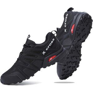 Men's All black Trail Running Trekking Sports Lightweight Breathable Sneakers.